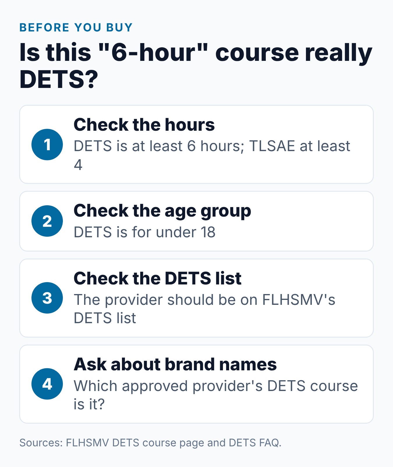 Florida 6-Hour Drug and Alcohol Course: Is It the Same as DETS? 1 Four checks to confirm a Florida 6-hour drug and alcohol course is the DETS course