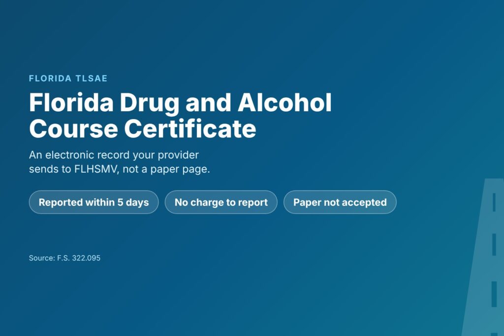 Blog Articles 4 Florida drug and alcohol course certificate: the electronic TLSAE completion record