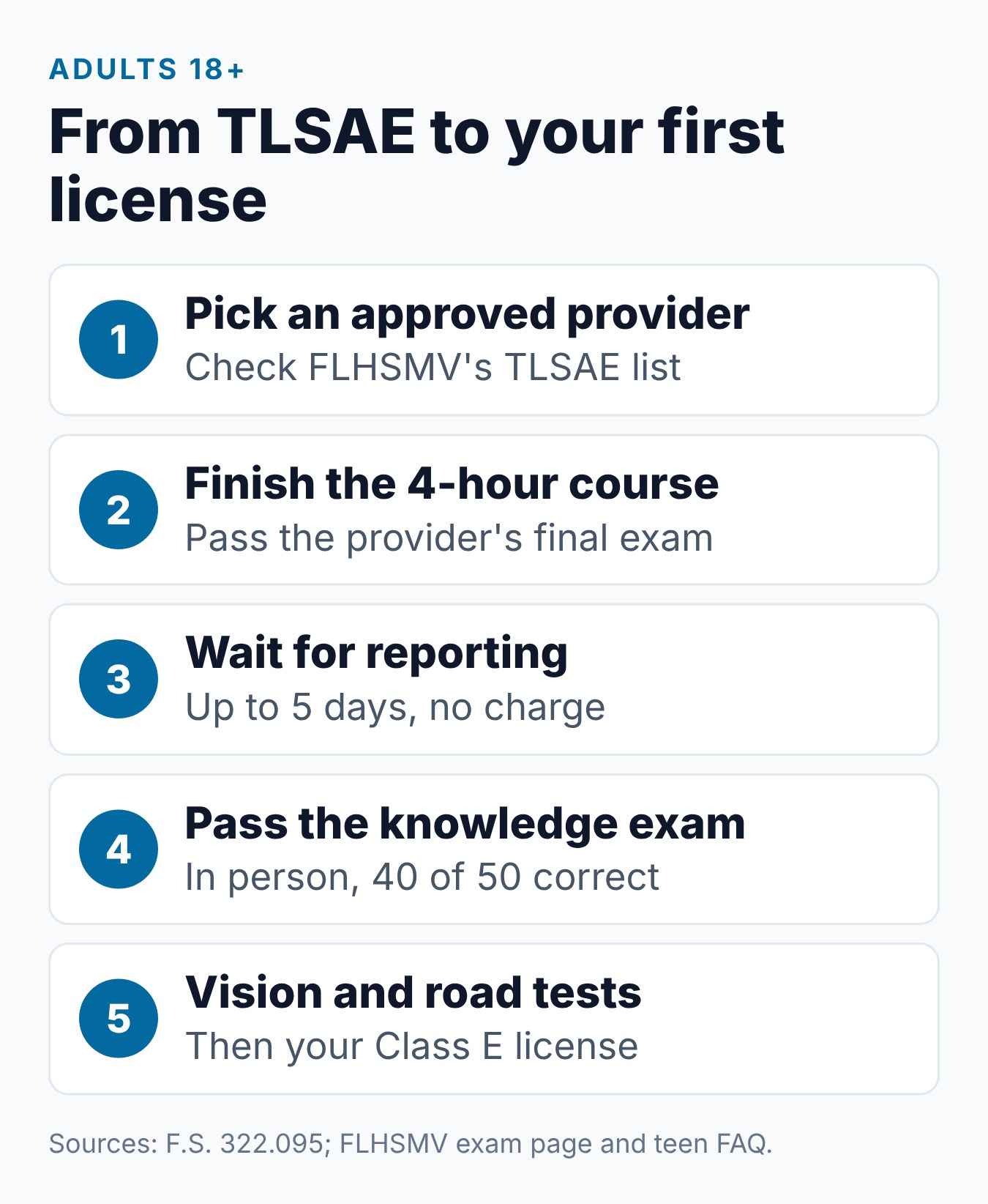 Florida Drug and Alcohol Course (TLSAE): The Complete Guide for Adults 2 Five steps from the TLSAE course to a first Florida license for adults