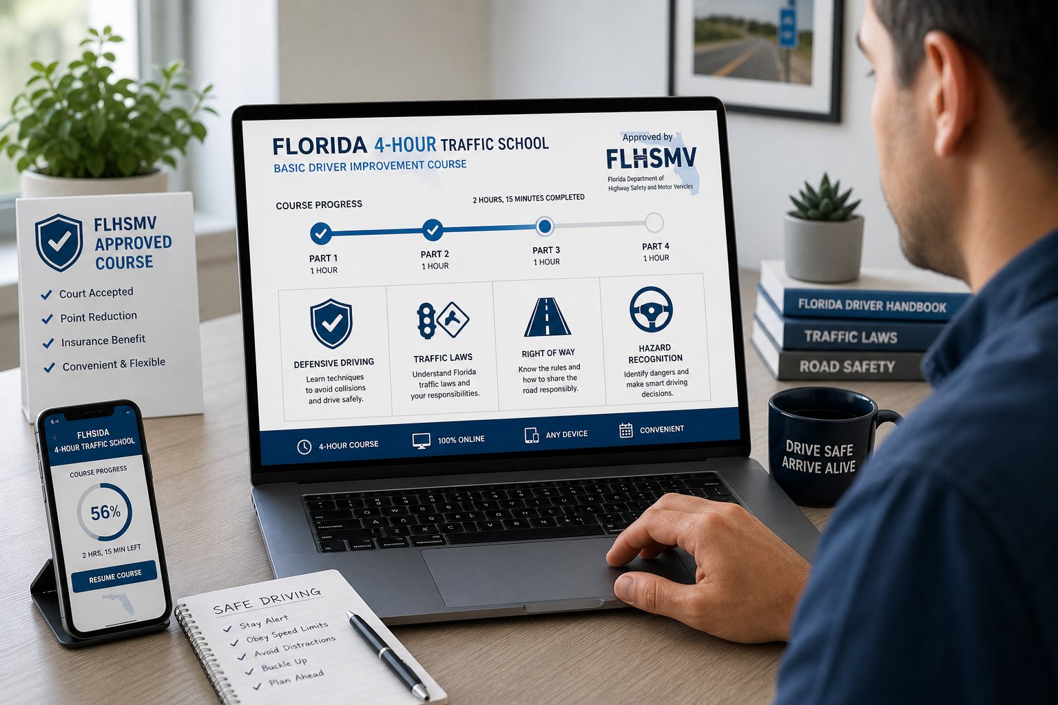 How Long Is the Florida BDI Course? 1 4 hour traffic school florida