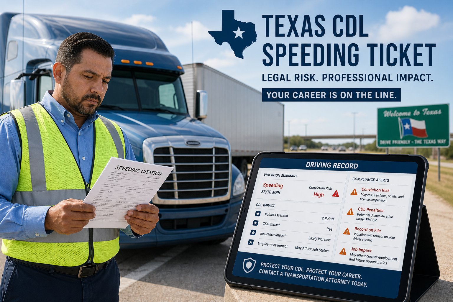 Texas Speeding Ticket for CDL Holders: Federal Rules and Higher Stakes