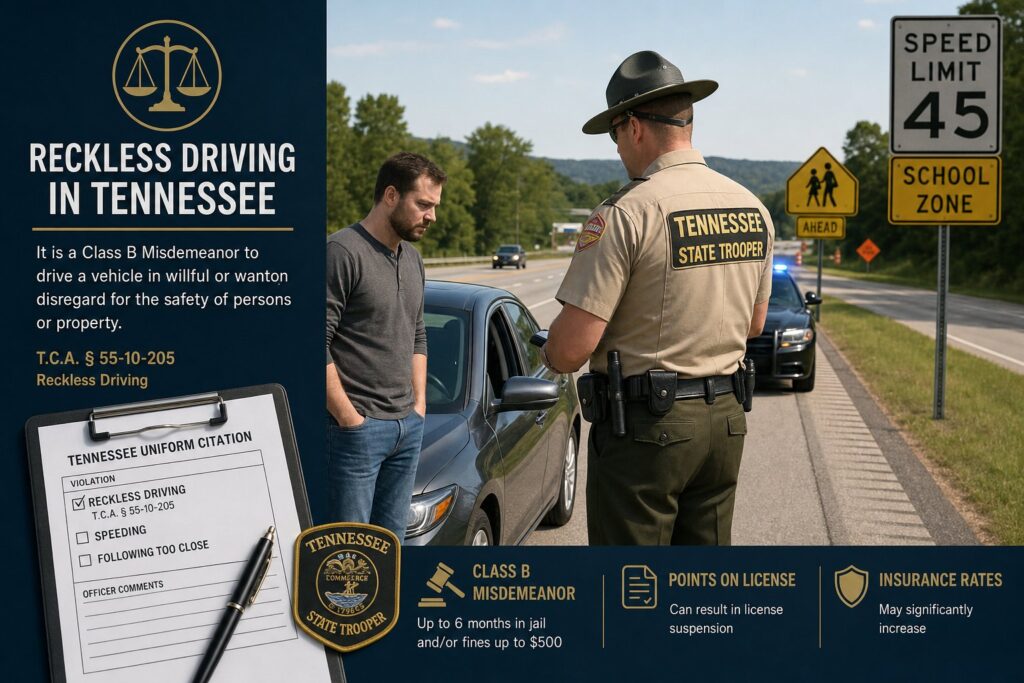 Blog Articles 8 What Is Reckless Driving in Tennessee? TCA ยง 55-10-205 Explained